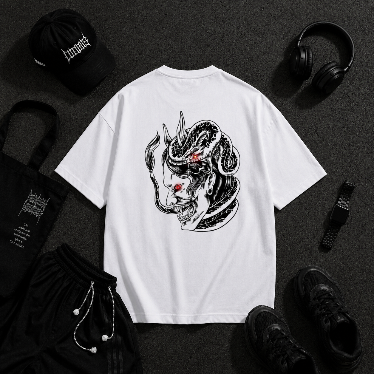 👹 Oni Demon Oversized Terry T-Shirt