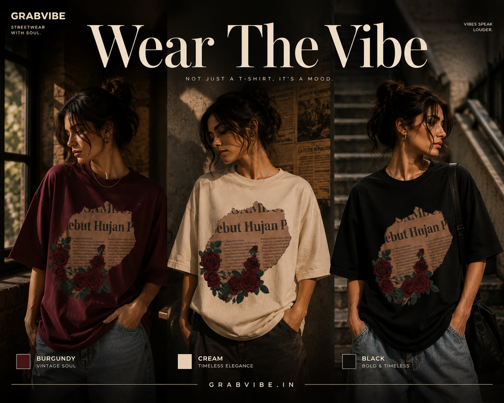 Vintage Rose Newspaper Oversized T-Shirt